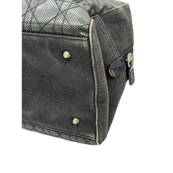 Christian Dior Black Denim Patent Perforated Cannage Satchel! With Charm! - Picture 10 of 16